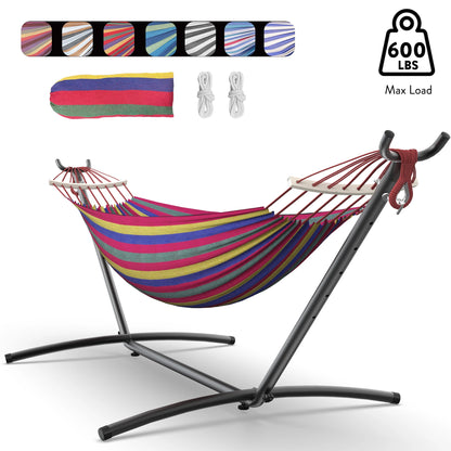 Hammock with Adjustable Stand, Storage Bag, 600lb Capacity