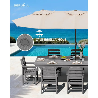 9 Piece Outdoor Dining Set 84" HDPE Table & Chairs All Weather