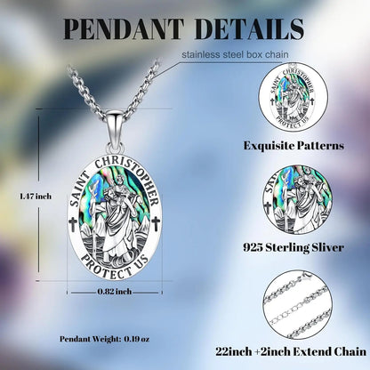 Saint Christopher Necklace, Sterling Silver