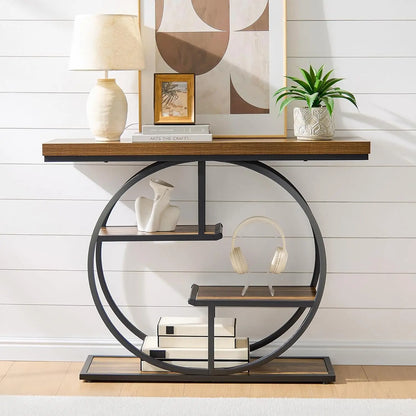 41.3" Industrial 4-Tier Console Table