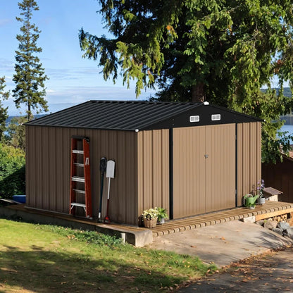 FT Metal Storage Shed, Large Outdoor Garden Shed with Lockable Door