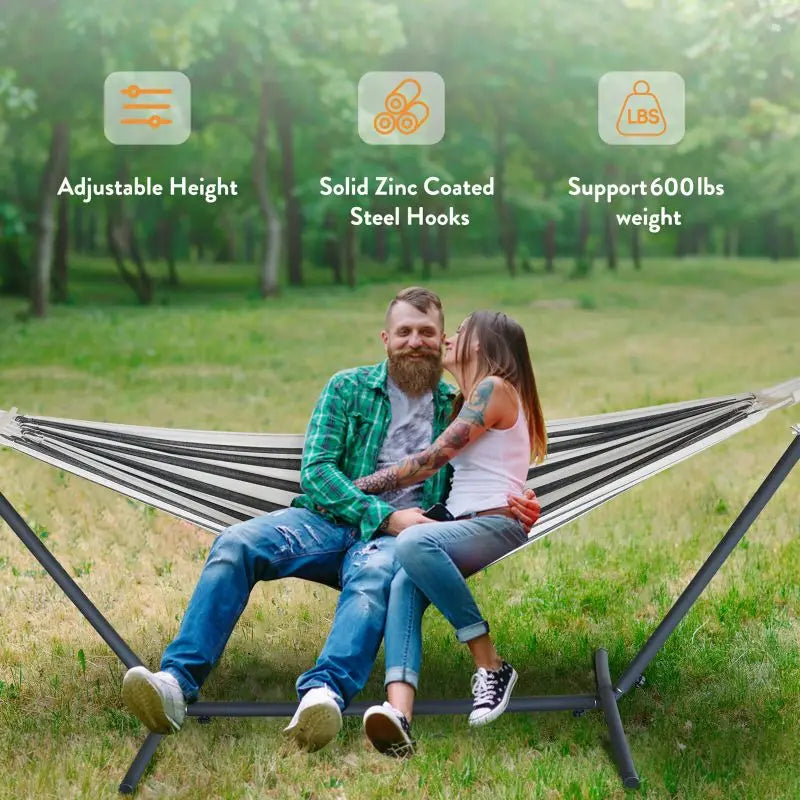Hammock with Adjustable Stand, Storage Bag, 600lb Capacity