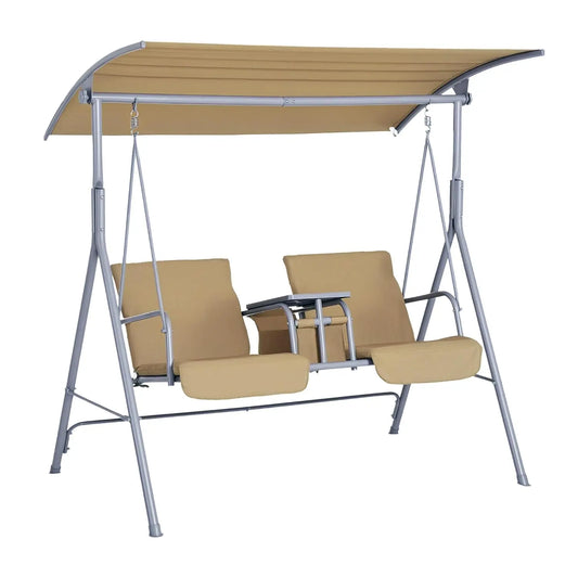 Outdoor Porch Swing with Stand and Canopy