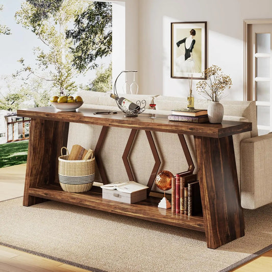 Farmhouse Console Table, Narrow Long Sofa Entryway Table