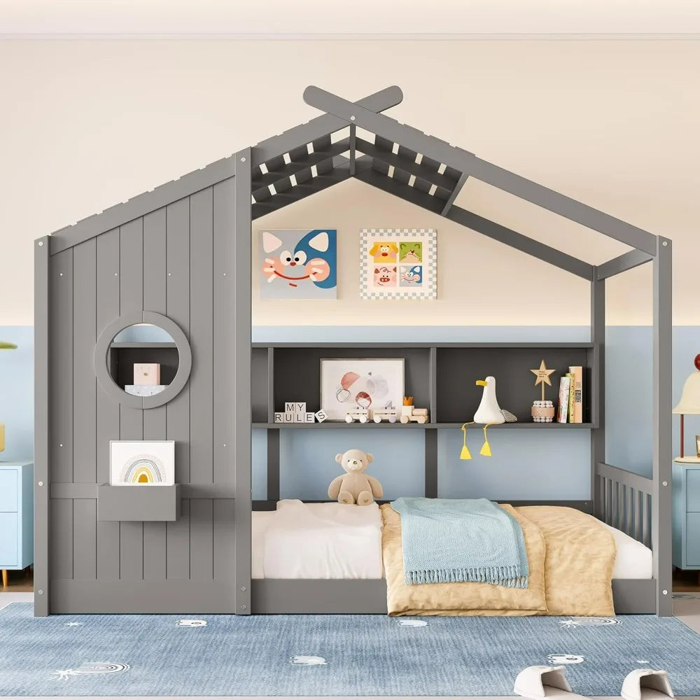 Twin-Sized Floor Bed Frame with top