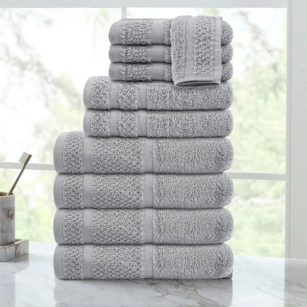 10 Piece Cotton Towel Set Soft Absorbent