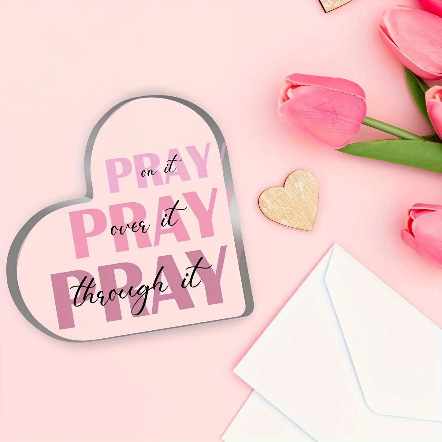 Elegant Heart-Shaped Acrylic Prayer Decor