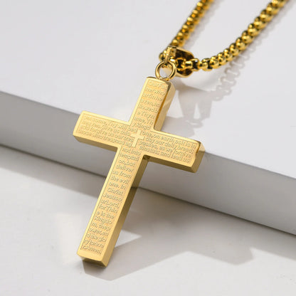 Bible Verse Cross Necklace, Titanium Steel Pendant