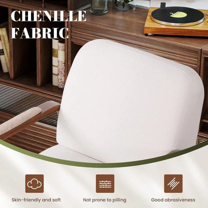 360° Swivel Accent Chair with Solid Wood Base