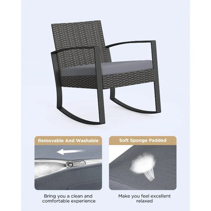 3 Piece Patio furniture with rocking chairs