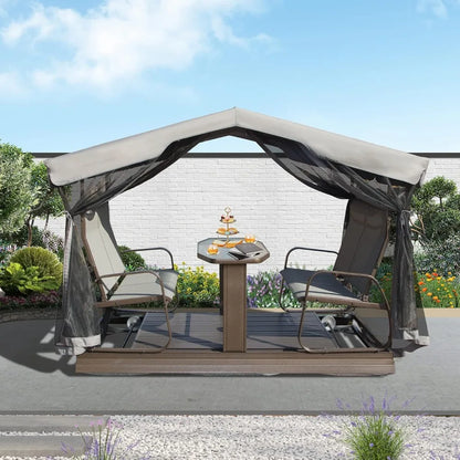 4-Seat Outdoor Glider Benches with Canopy
