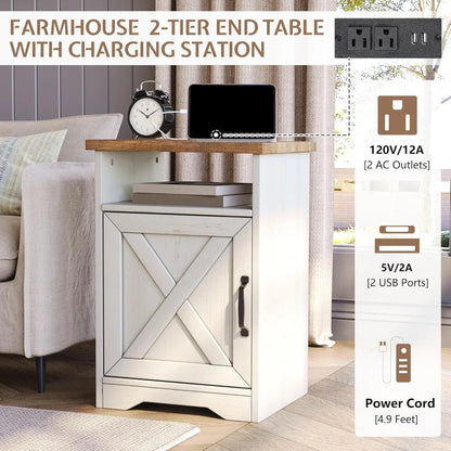 Farmhouse Coffee Table Set with Charging Station
