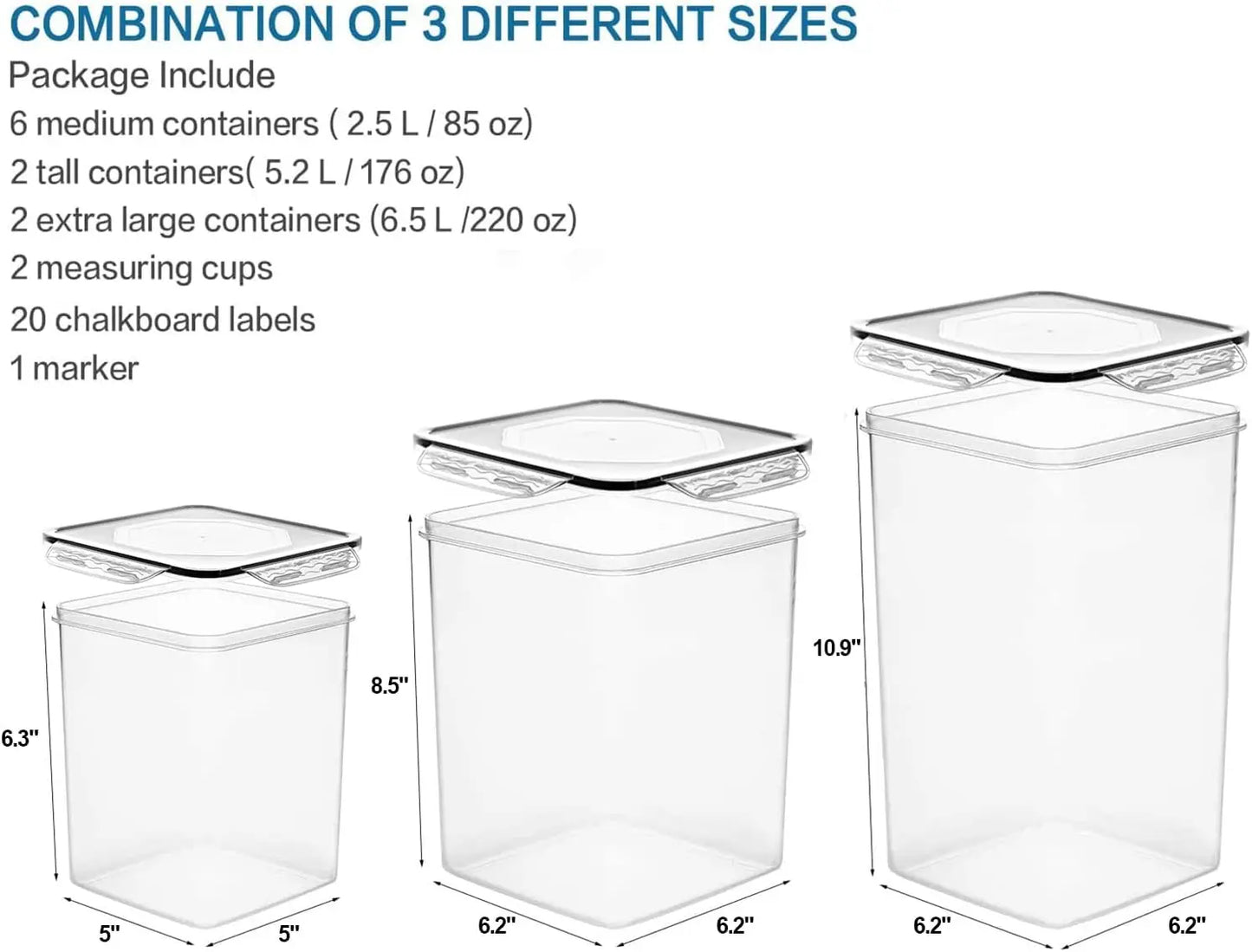 Large Airtight Food Storage Containers, 10-Pack