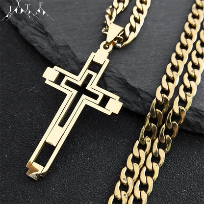 Cross stainless steel chain necklace, unisex Christian accessories