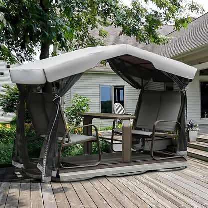 4-Seat Outdoor Glider Benches with Canopy