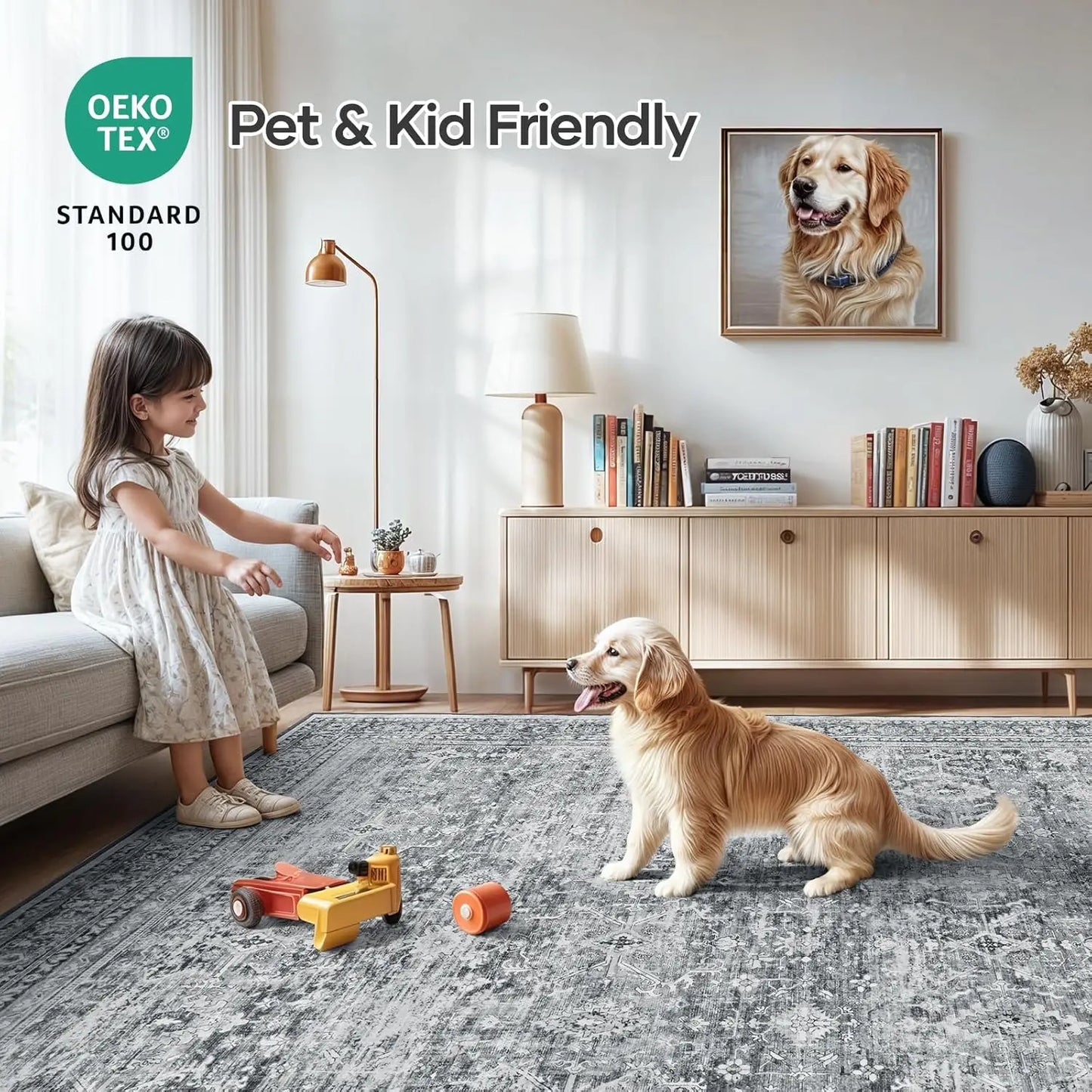 8x10 Washable Area Rug with Non-Slip Backing