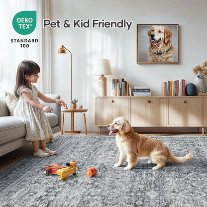 8x10 Washable Area Rug with Non-Slip Backing