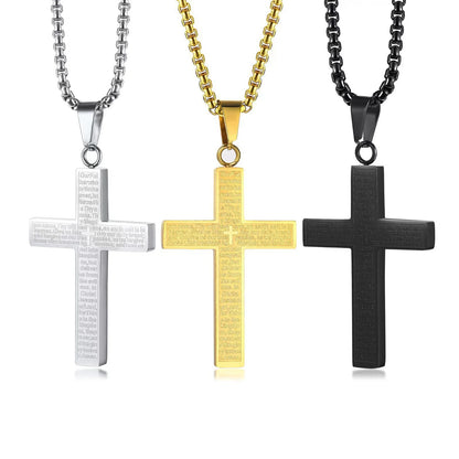 Bible Verse Cross Necklace, Titanium Steel Pendant
