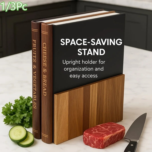 Solid Wood Book Shaped Cutting Board with Wooden Stand