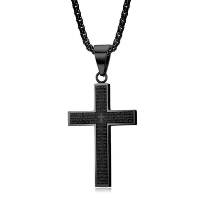 Bible Verse Cross Necklace, Titanium Steel Pendant