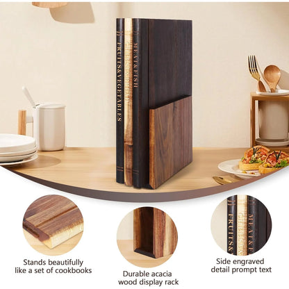 Book Cutting Board Set Of 3 with Stand, Solid Acacia