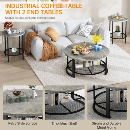 Rustic 3-Piece Living Room Furniture Set