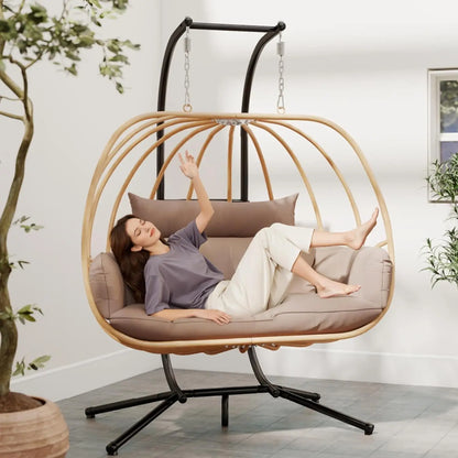 Egg Hanging Swing Chair with Stand and Cushions