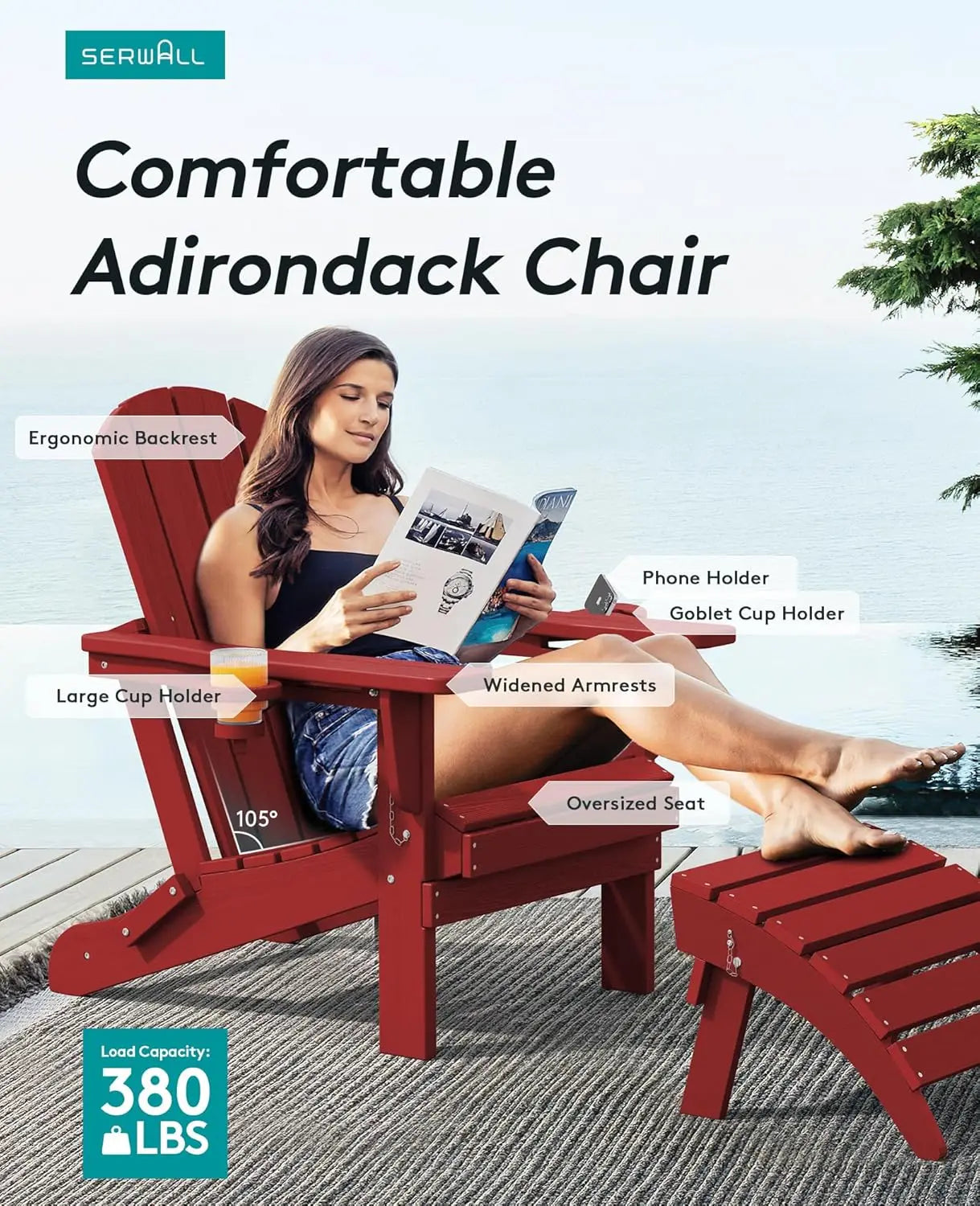 Adirondack Chairs Set of 2 HDPE All Weather Use