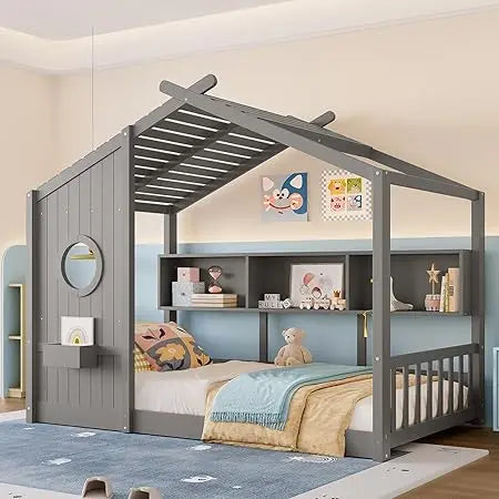 Twin-Sized Floor Bed Frame with top