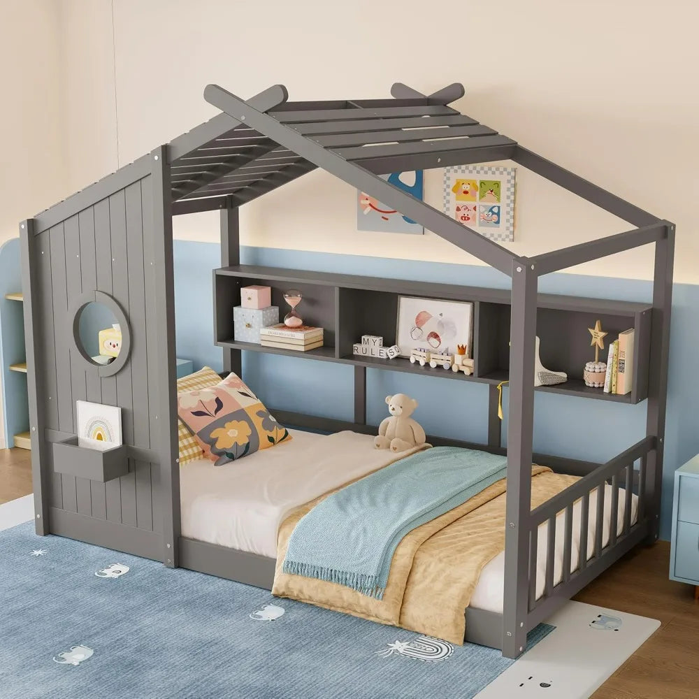 Twin-Sized Floor Bed Frame with top
